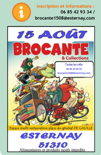 Brocantes à Esternay (51310) – Place du General de Gaulle