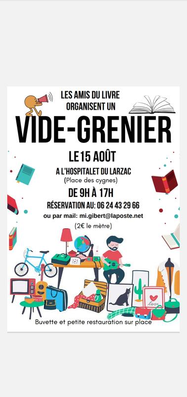 Vide-greniers à L'Hospitalet-du-Larzac (12230) – Place des Cygnes