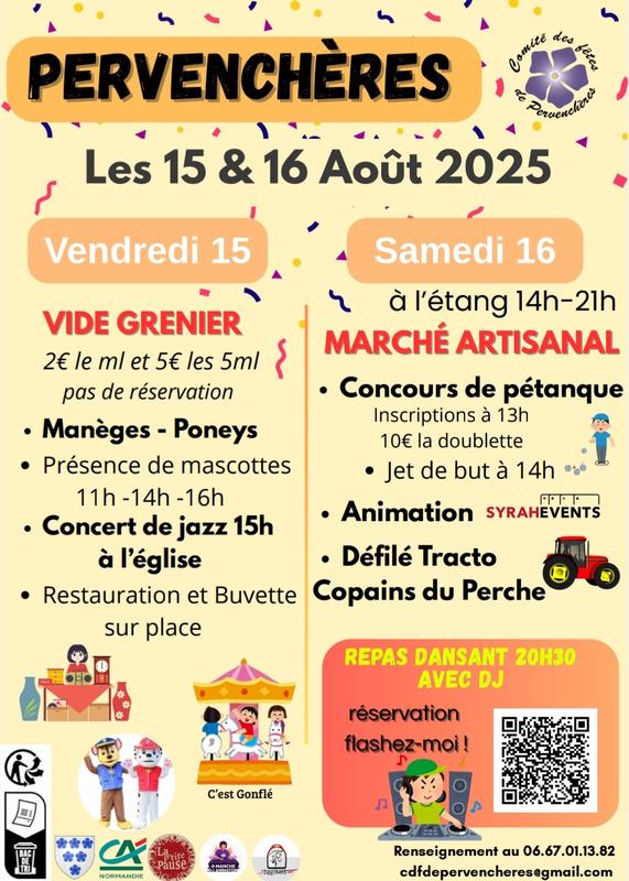 Vide-greniers à Pervenchères (61360) – le bourg