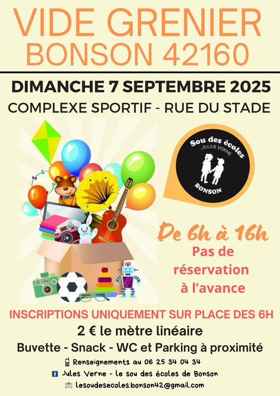 Vide-greniers à Bonson (42160) – Route du Stade