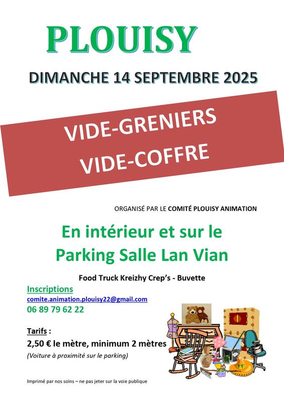 Vide-greniers à Plouisy (22200) – Rue des Écoliers