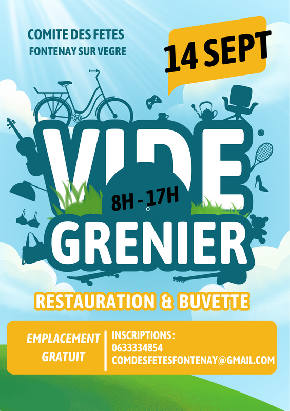 Vide-greniers à Fontenay-sur-Vègre (72350) – Rue des lavandieres, rue de la forge, place de l’église