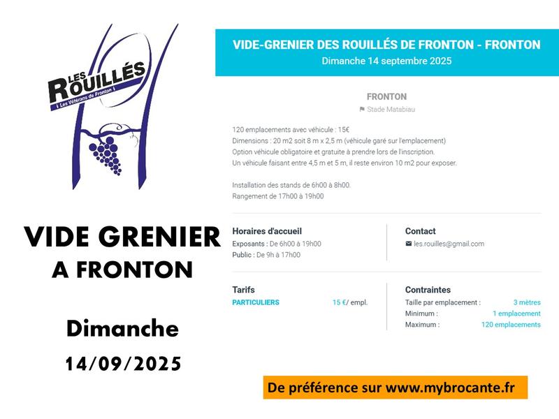 Vide-greniers à Fronton (31620) – 2 avenue du Stade
