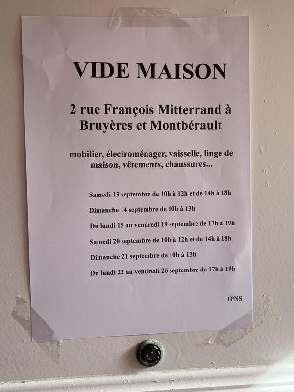 Vide-maison à Bruyères-et-Montbérault (02860) – 2 rue François Mitterand