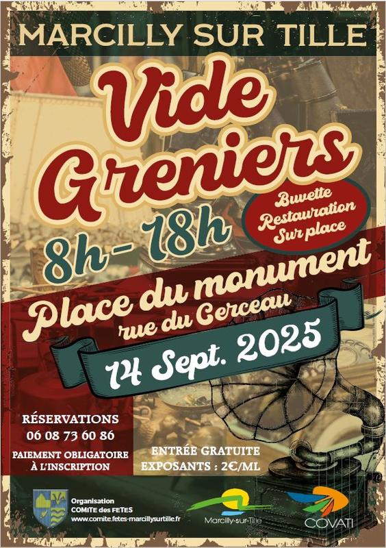 Vide-greniers à Marcilly-sur-Tille (21120) – Place du Monument
