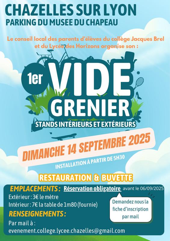Vide-greniers à Chazelles-sur-Lyon (42140) – 8 rue Marguerite Gonon
