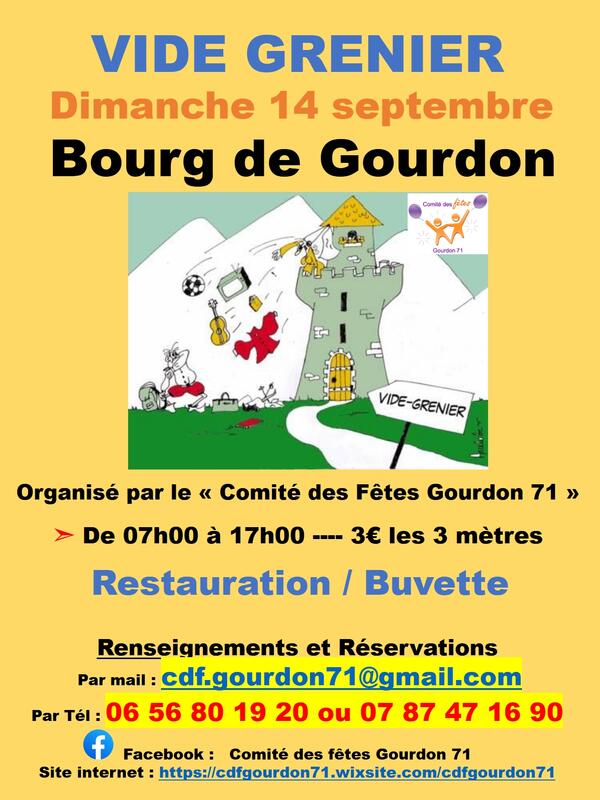 Vide-greniers à Gourdon (71300) – 1 chemin du Bourg